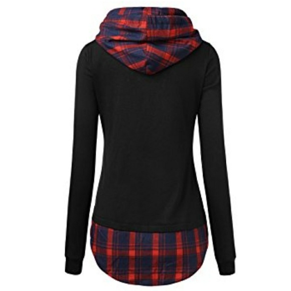 DJT Black Hoodie with Flannel detail - Picture 3 of 4